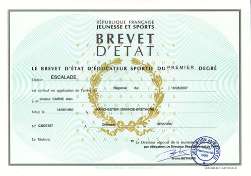 Brevet D'etat - diploma for french climbing instructors